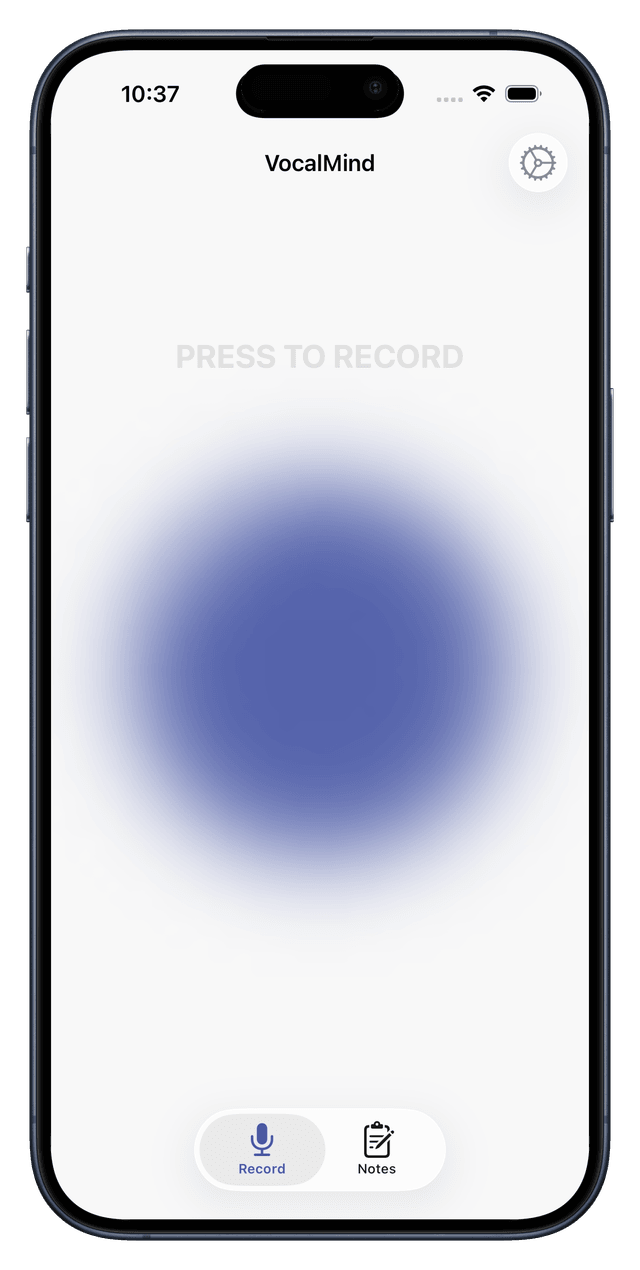 VocalMind home screen